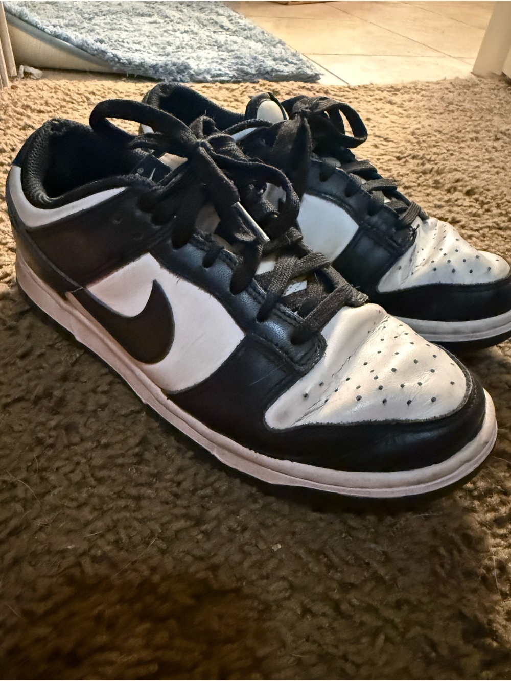 Nike Men's Black and White Low-Top Sneakers with Swoosh